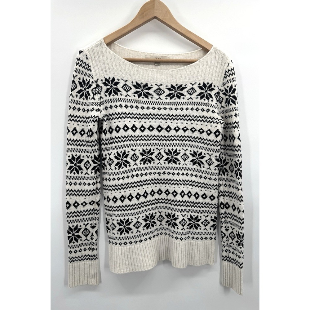 Loft Y2K Small Sweater Nordic Fair Isle Sparkle Snowflake Apres Ski Cozy Sequin